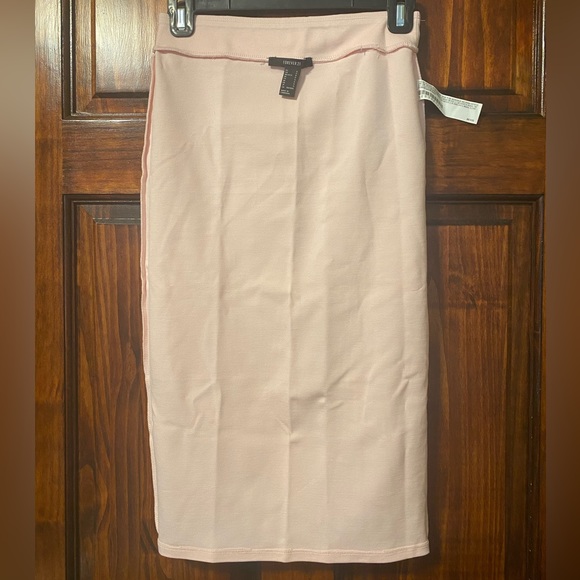 NWT Forever 21 F21 Light Pale Pink High-Slit Bodycon Midi Pencil Pull-On Skirt S - Picture 10 of 14